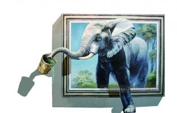 3D Magie œuvres - boire éléphant hors cadre 3D